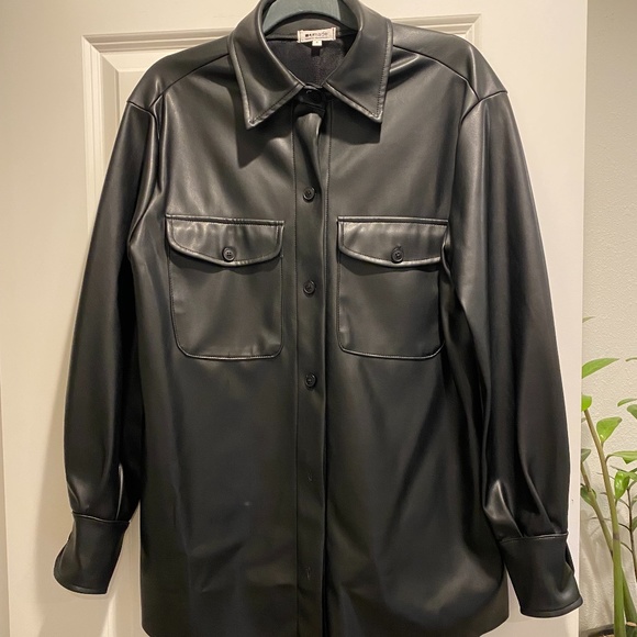 Vegan Leather Shacket black  by LA Made sz - Picture 1 of 6